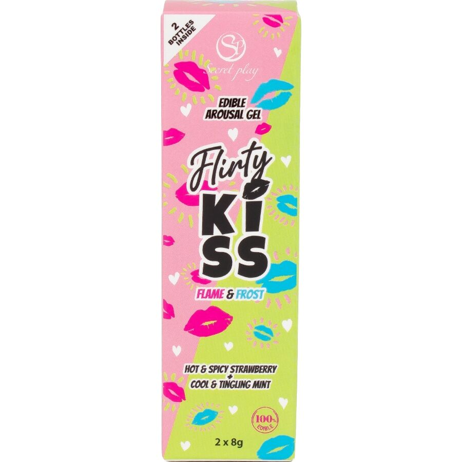 Conjunto de géis para beijos flertantes SECRETPLAY Morango e Hortelã, para efeitos de sexo oral.