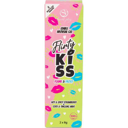 Conjunto de géis para beijos flertantes SECRETPLAY Morango e Hortelã, para efeitos de sexo oral.