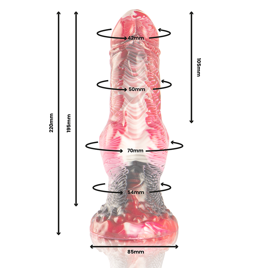 Detalhe do dildo EPIC CYBERSILICOCK Helios realista com testículos e textura suave
