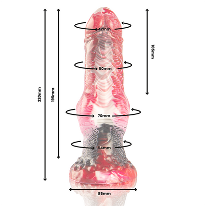 Detalhe do dildo EPIC CYBERSILICOCK Helios realista com testículos e textura suave