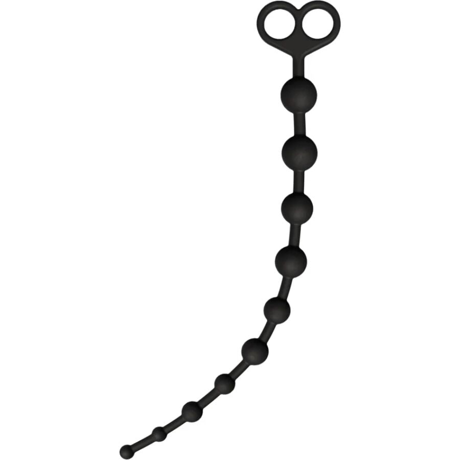 Detalhe das Bolas Anais Flexíveis de Silicone TOYJOY, mostrando o design e a flexibilidade do cordão.