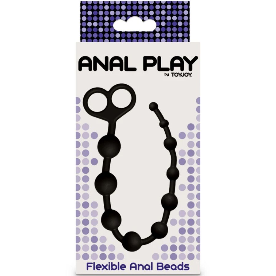 Detalhe das Bolas Anais Flexíveis de Silicone TOYJOY, mostrando o design e a flexibilidade do cordão.