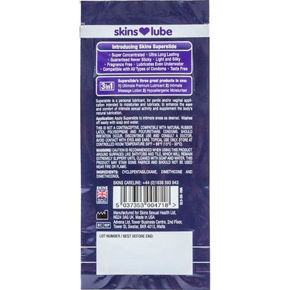 Lubrificante Superslide à Base de Silicone, Dose Única de 5 ml