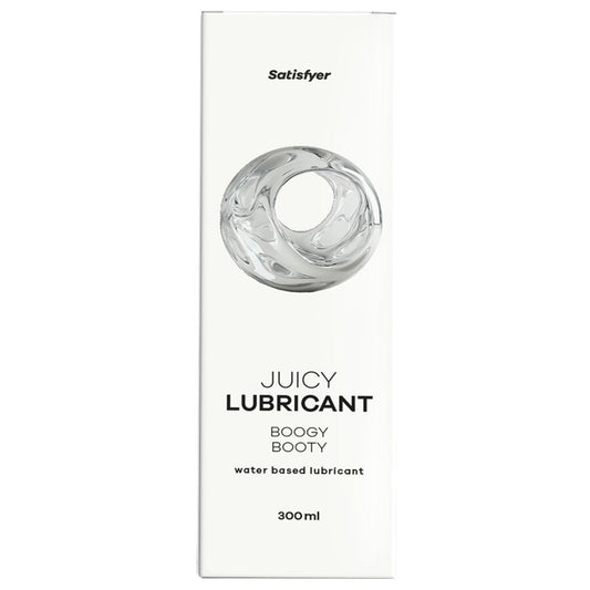 Embalagem do Lubrificante Satisfyer Juicy Booty 300 ML à base de água para prazer anal.