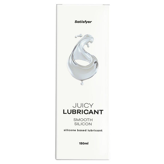 Satisfyer Lubrificante de Silicone Suave Longa Duração 150ml, embalagem e textura.