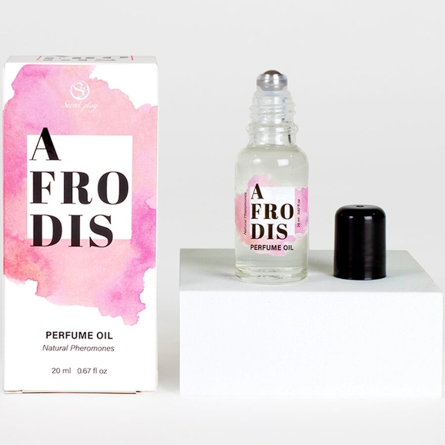 SECRETPLAY Perfume Óleo Afrodis Feromônios para Mulheres 20ml com aroma de caramelo, em embalagem roll-on.