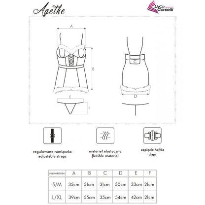 LIVCO CORSETTI FASHION - AGETHE LC 90607 CAMISOLA + CALCINHA FIO DENTAL + CHAPÉU DE NATAL TAMANHO L/XL