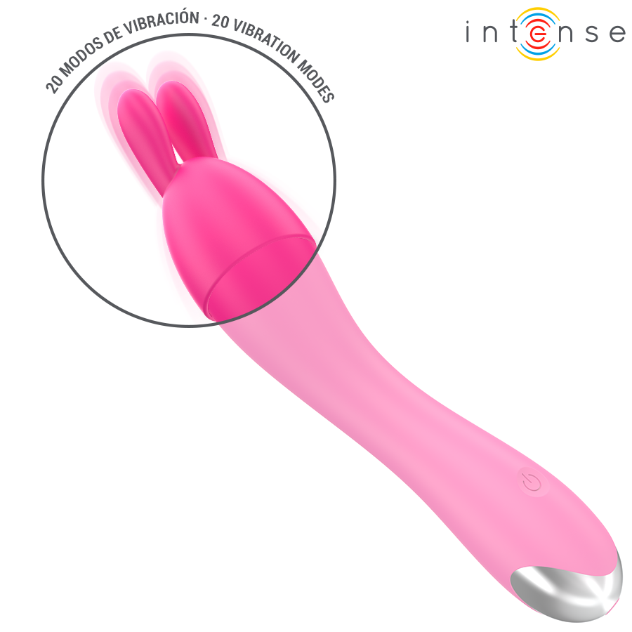 Vibrador Intense Cher com 4 cabeças intercambiáveis e 20 modos de vibração para prazer personalizado.