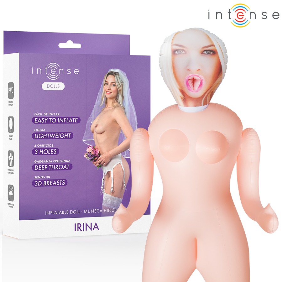 Boneca inflável realista Intense Dolls Irina com três orifícios e seios 3D.