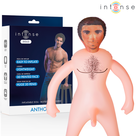 Intense Dolls Boneca Inflável Masculina Anthony com Pénis 3D e detalhes realistas.