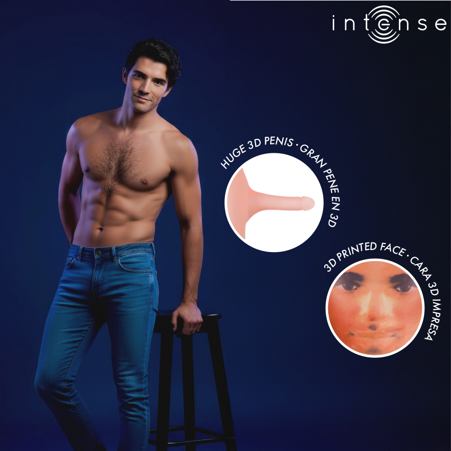 Intense Dolls Boneca Inflável Masculina Anthony com Pénis 3D e detalhes realistas.
