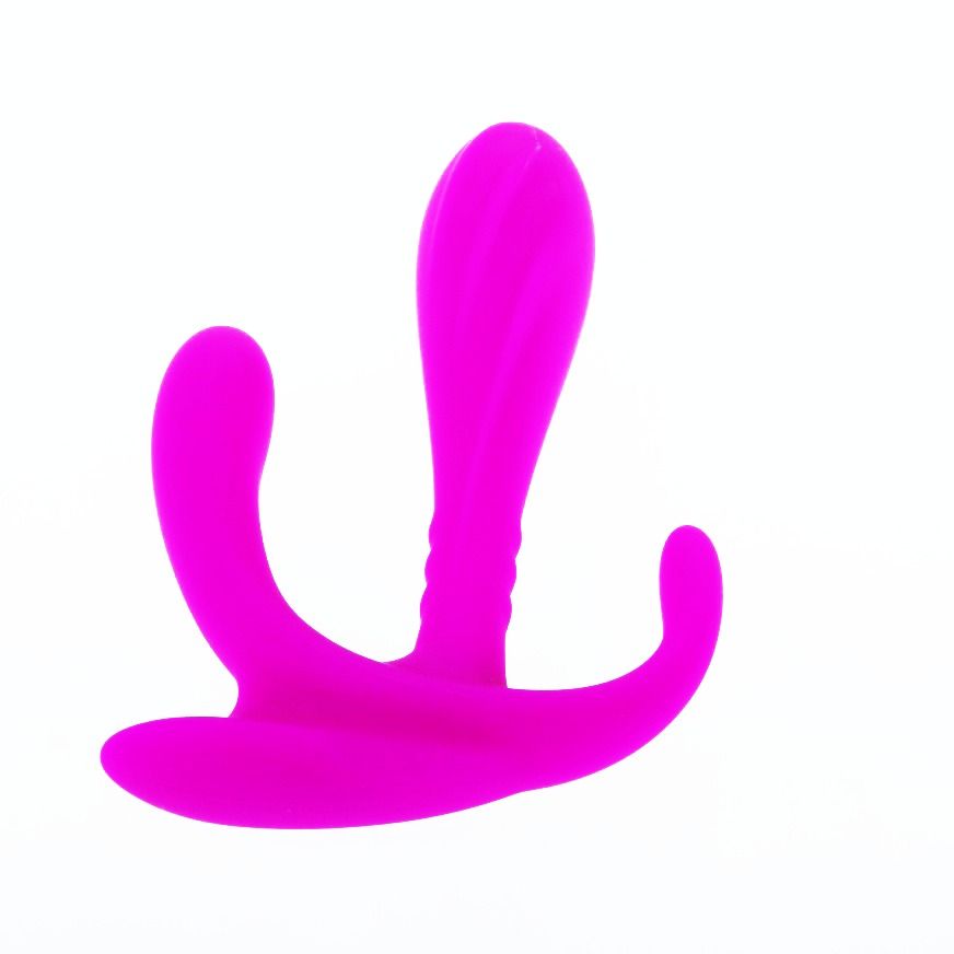 Close-up do Estimulador Duplo Edgar PRETTY LOVE, mostrando seu design ergonómico de silicone para estimulação vaginal e anal.