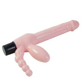 Close-up do Arnês Strap-On Sem Alças BAILE com Vibração e Estímulo Anal, mostrando seu design ergonómico e textura.