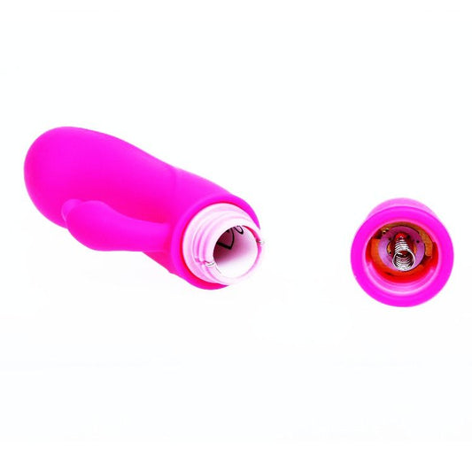 Close-up do vibrador PRETTY LOVE Flirtation Coelho Caesar, em silicone lilás, destacando o estimulador clitoriano e a ponta vibratória.
