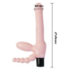 Close-up do Arnês Strap-On Sem Alças BAILE com Vibração e Estímulo Anal, mostrando seu design ergonómico e textura.