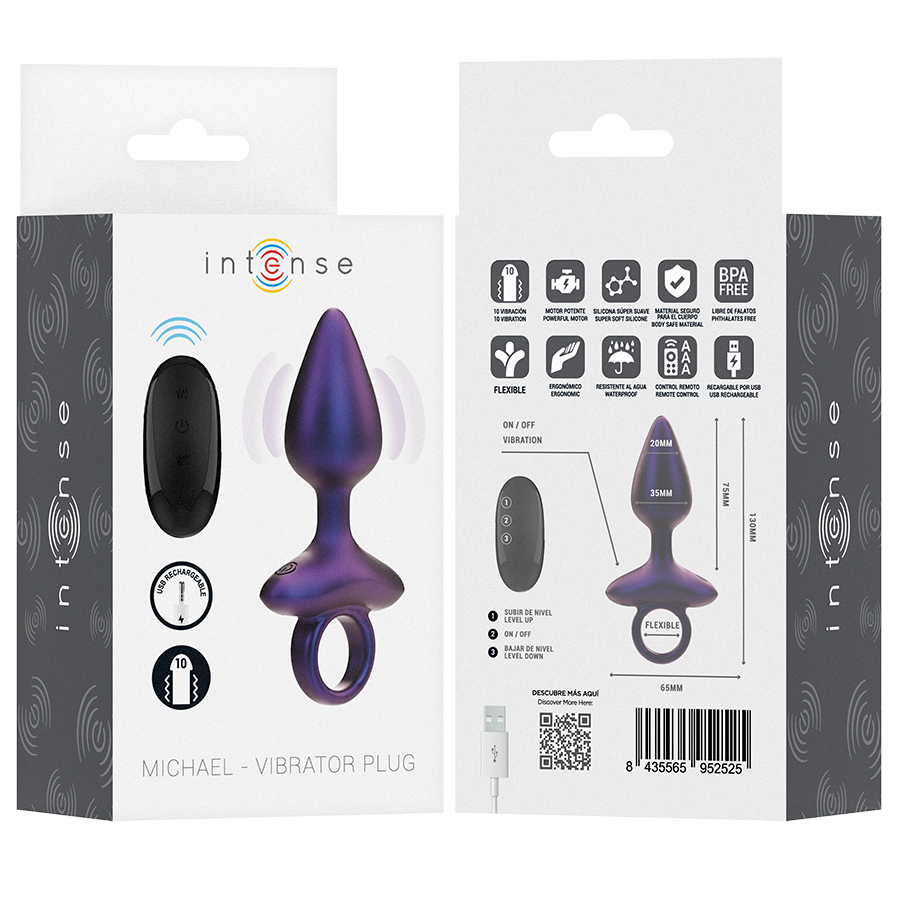 Plug Anal Vibratório com Comando Sem Fios INTENSE Julia Michael Modelo 2