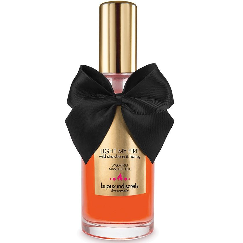 Óleo de Massagem BIJOUX Efeito Calor Aroma Morango 100ml para massagens sensuais e aquecedoras.