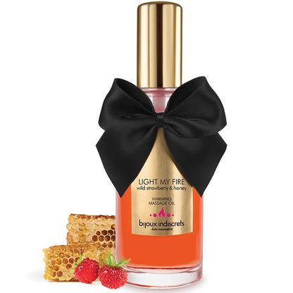 Óleo de Massagem BIJOUX Efeito Calor Aroma Morango 100ml para massagens sensuais e aquecedoras.