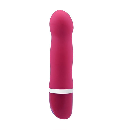 Close-up do Vibrador B SWISH Bdesired Deluxe Curvo Rosa, destacando seu design ergonómico e suave silicone.