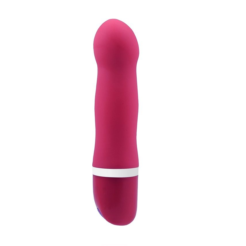 Close-up do Vibrador B SWISH Bdesired Deluxe Curvo Rosa, destacando seu design ergonómico e suave silicone.