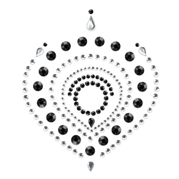 Close-up da Joia Íntima BIJOUX - INDISCRETS Flamboyant Preto & Prata, mostrando detalhes brilhantes e design elegante.