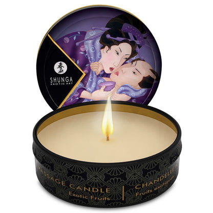 Display Shunga Mini Caress com 24 Velas de Massagem, apresentando os diversos aromas e embalagens.