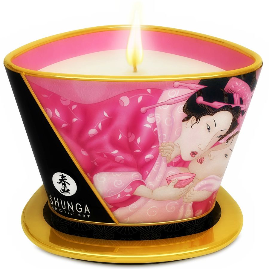 Vela de massagem SHUNGA Rosas Afrodisíacas 170 ML para massagens sensuais e ambientes íntimos.