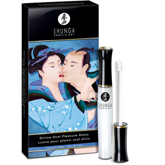 SHUNGA Lip Gloss Oral Divino Sabor Água de Coco para prazer oral intenso