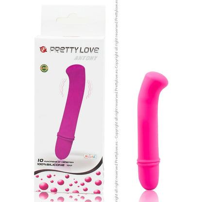 Mini vibrador PRETTY LOVE Antony lilás em silicone com 10 modos de vibração para estimulação íntima.