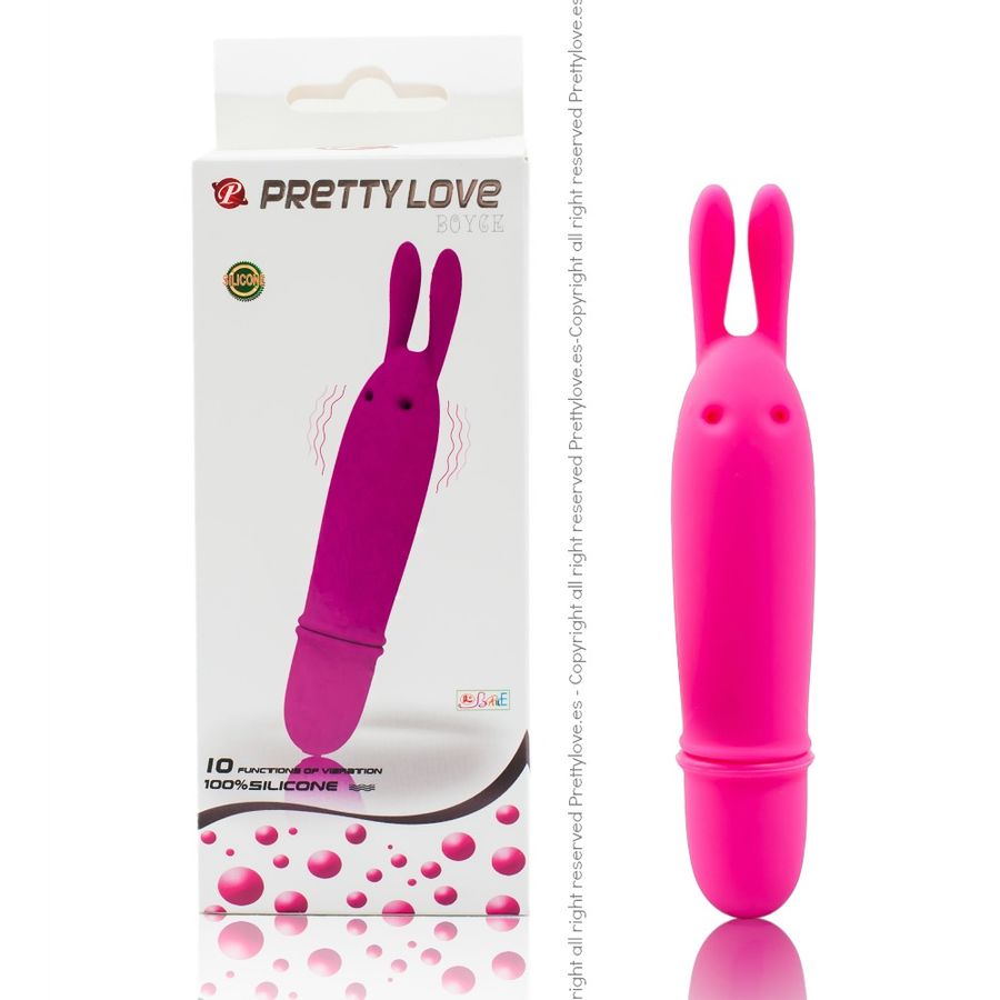 Pretty Love Mini Vibrador Boyce Lilás, detalhe do design ergonómico e material de silicone suave.