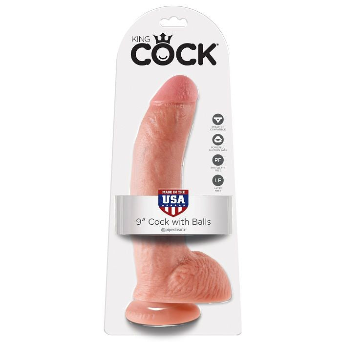 Dildo Realista com Bolas, Tom de Carne 22.9 cm