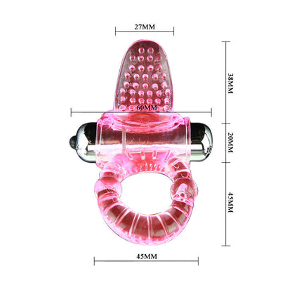 Anel Vibratório BAILE Sweet ABS Rosa com Estimulador Clitoriano, mostrando design ergonômico e material flexível.