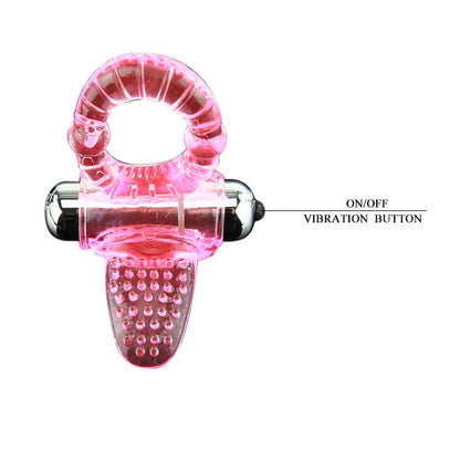Anel Vibratório BAILE Sweet ABS Rosa com Estimulador Clitoriano, mostrando design ergonômico e material flexível.
