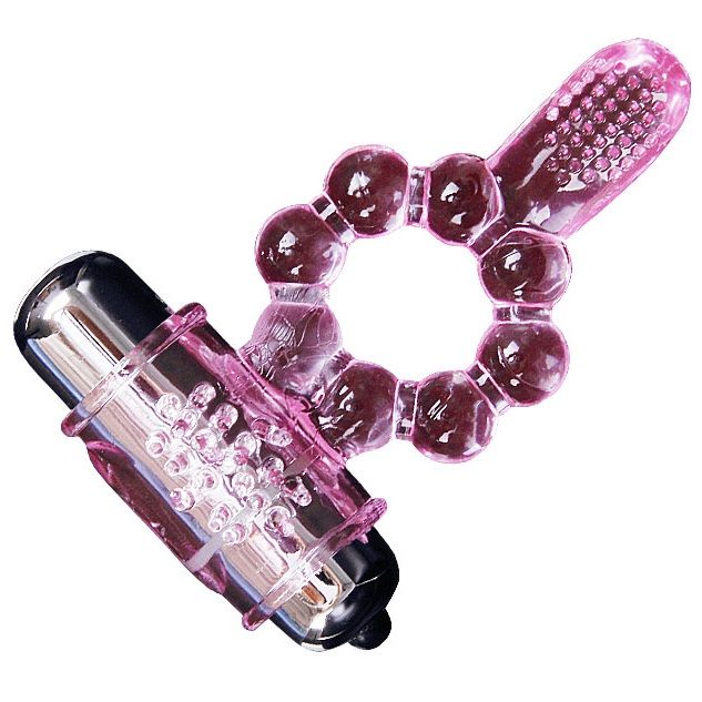 Close-up of the BAILE Anel de Silicone 10 Ritmos de Língua com Vibração Rosa, showing its flexible material and textured stimulators.