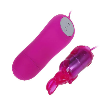 Close-up do Vibrador Coelho Secreto PRETTY LOVE lilás, destacando suas orelhinhas estimulantes e corpo ergonómico.