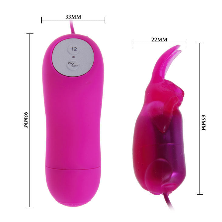 Close-up do Vibrador Coelho Secreto PRETTY LOVE lilás, destacando suas orelhinhas estimulantes e corpo ergonómico.