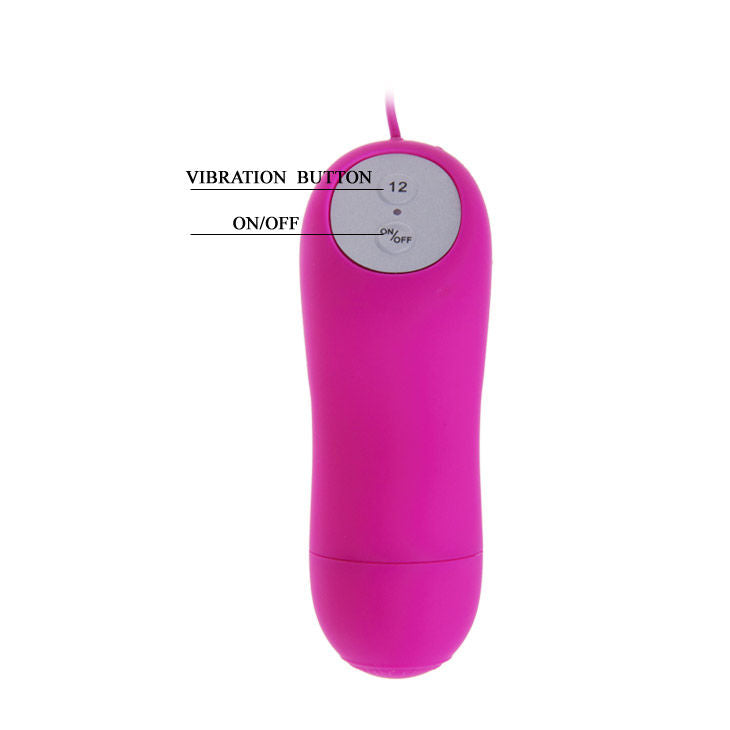 Vibrador estimulador borboleta PRETTY LOVE em silicone, cor lilás, com 12 modos de vibração e controlo com fio.