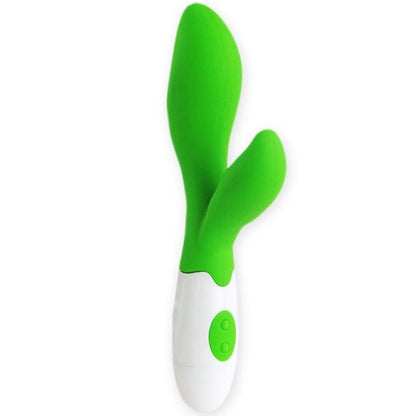 Close-up do PRETTY LOVE Vibrador Owen Verde, destacando seu design ergonômico e cor vibrante.