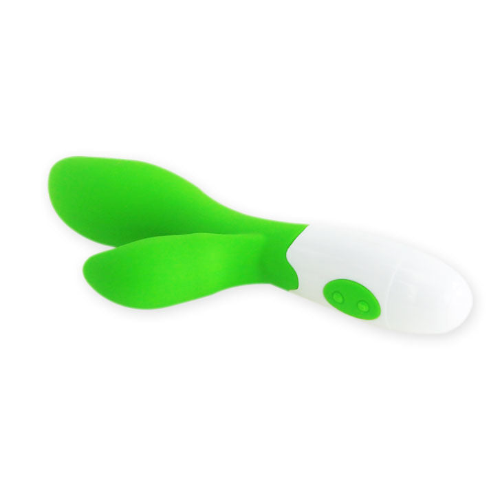 Close-up do PRETTY LOVE Vibrador Owen Verde, destacando seu design ergonômico e cor vibrante.