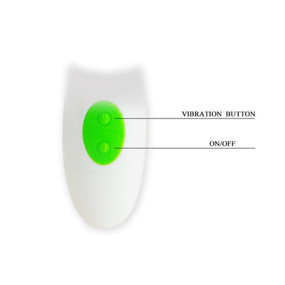 Close-up do PRETTY LOVE Vibrador Owen Verde, destacando seu design ergonômico e cor vibrante.