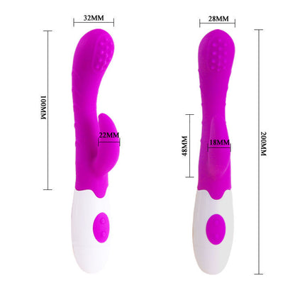 Close-up of the PRETTY LOVE Vibrador Arthur Lilás/Branco, showing its ergonomic design and silicone texture.