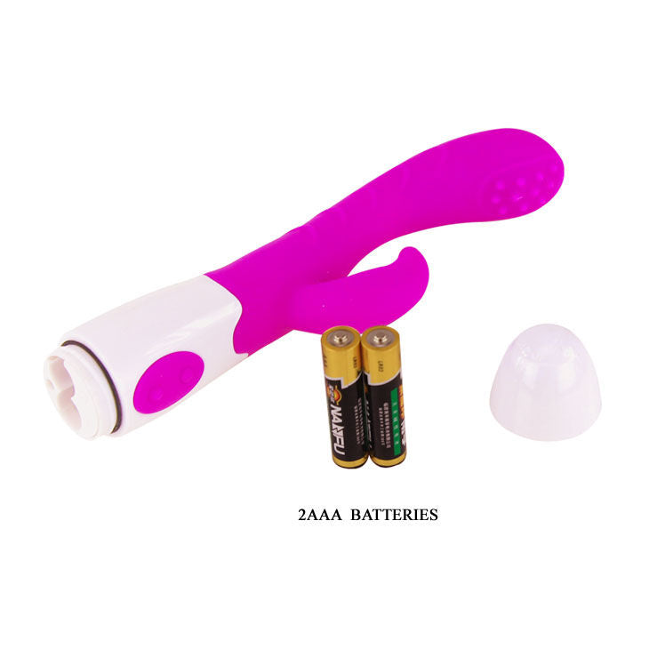 Close-up of the PRETTY LOVE Vibrador Arthur Lilás/Branco, showing its ergonomic design and silicone texture.