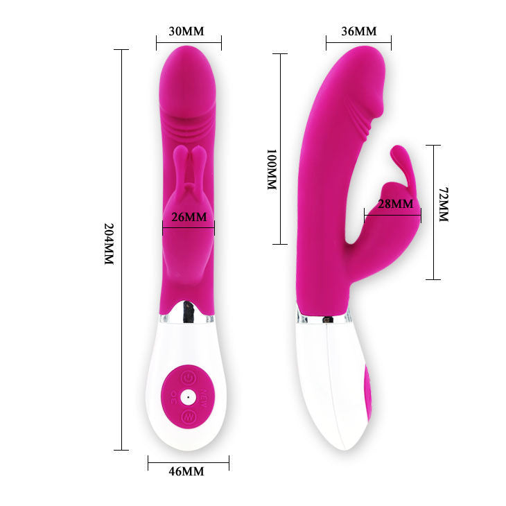 Close-up of the PRETTY LOVE Vibrador de Coelho Ergonômico com 30 Vibrações showing its design and features.