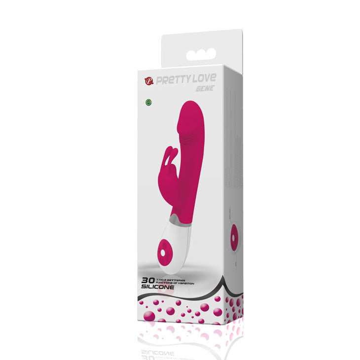 Close-up of the PRETTY LOVE Vibrador de Coelho Ergonômico com 30 Vibrações showing its design and features.