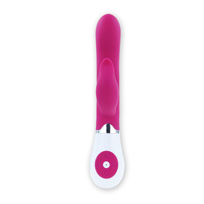 Close-up do Vibrador PRETTY LOVE Felix com estimulador, em lilás e branco, destacando seu design ergonómico e material de silicone.