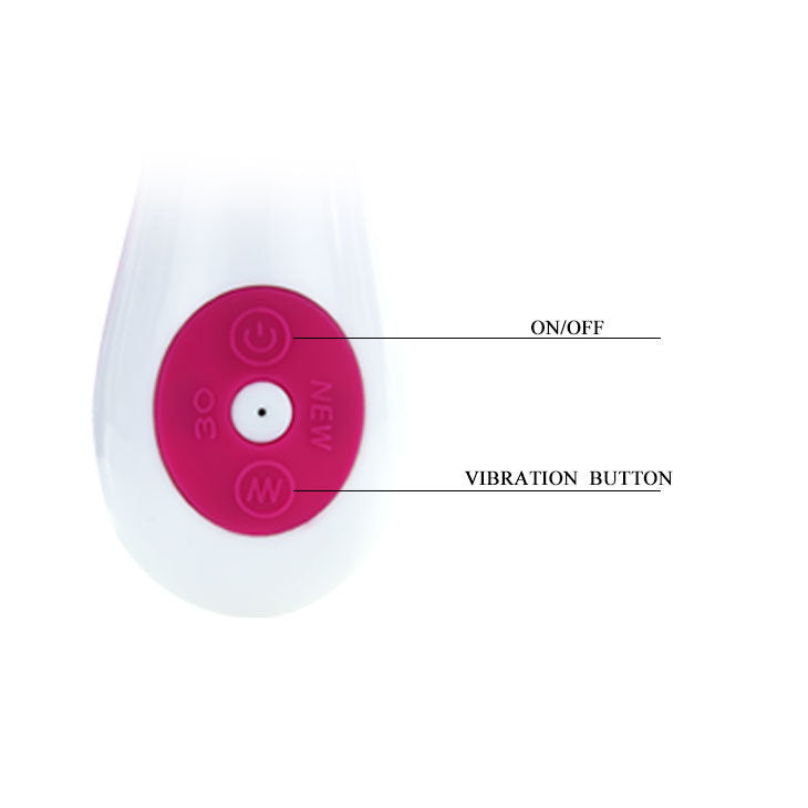 PRETTY LOVE Vibrador Daniel de silicone roxo e branco com 30 funções de vibração.