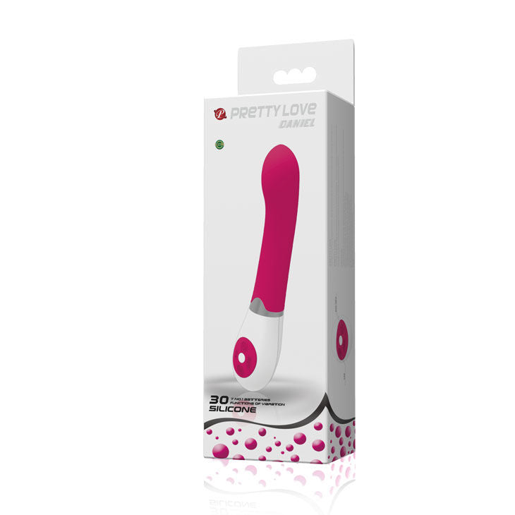 PRETTY LOVE Vibrador Daniel de silicone roxo e branco com 30 funções de vibração.