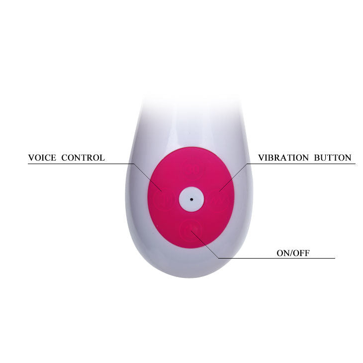 Vibrador PRETTY LOVE Gena com controlo de voz e estimulador clitoriano, em silicone suave.