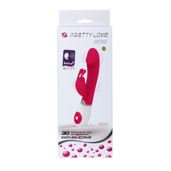 Vibrador PRETTY LOVE Gena com controlo de voz e estimulador clitoriano, em silicone suave.