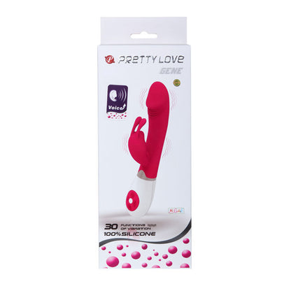 Vibrador PRETTY LOVE Gena com controlo de voz e estimulador clitoriano, em silicone suave.